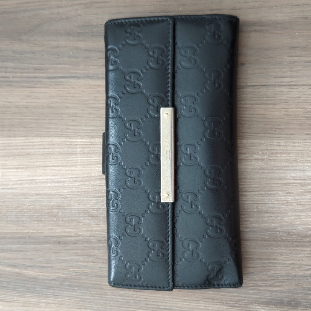 Gucci Guccissima long snap double sided wallet